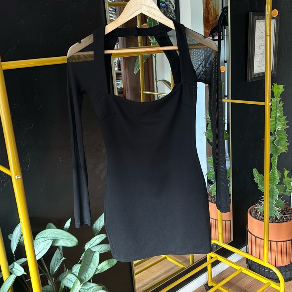 Black Long sleeve Superdown Coctail Homecoming Dress (206)